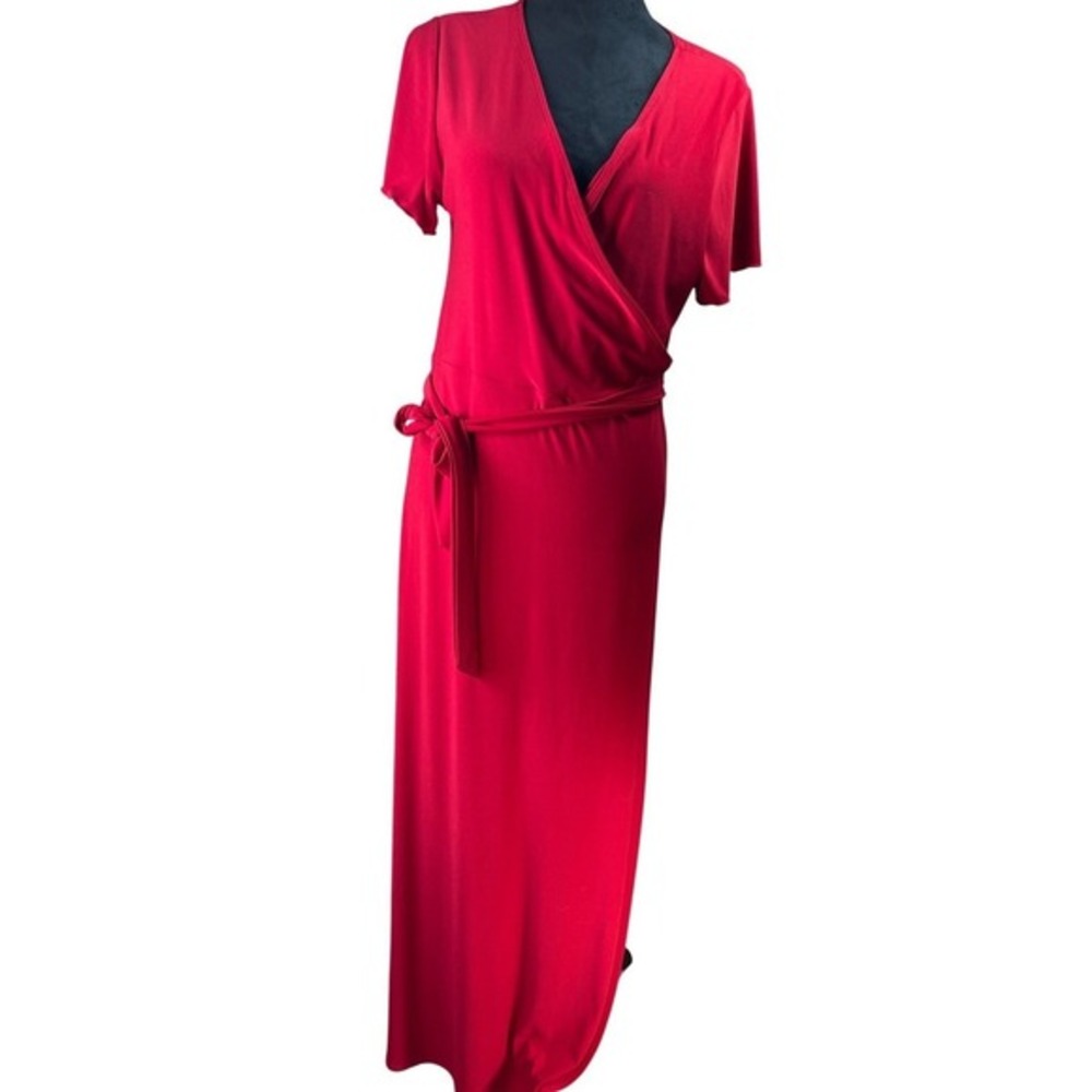Star Vixen Red Wrap Maxi Dress Short Sleeve Tie Waist‎ Style 3350 ITX 1X